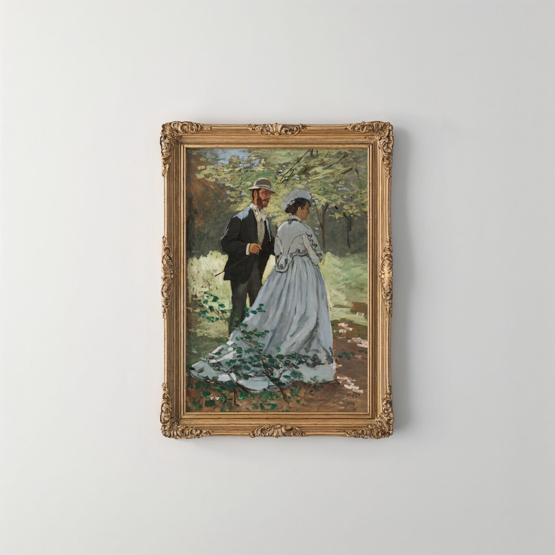 Claude Monet Bazille and Camille Garden Walk Portrait Impressionist Poster