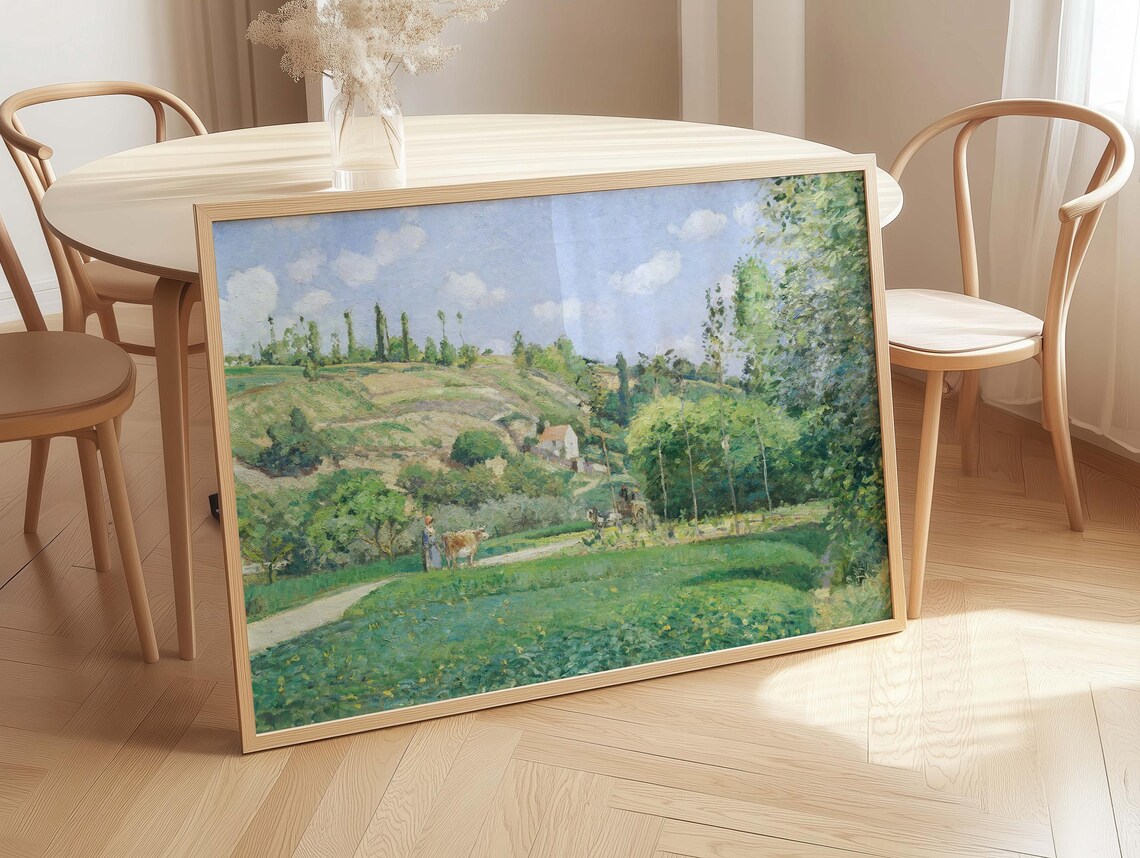 Camille Pissarro Cowherd at Valhermeil Vintage Pastoral Poster