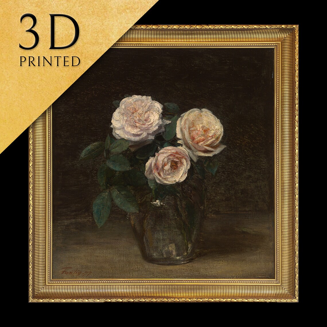 Henri Fantin Latour White Roses Glass Vase Still Life Poster