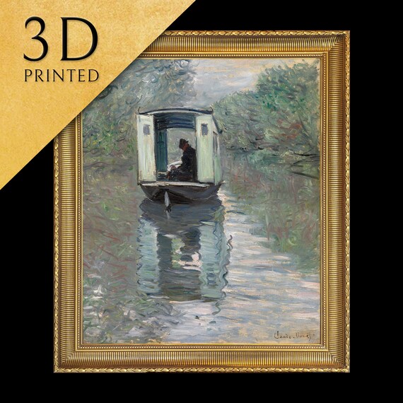The Studio Boatcby Cloude Monet 3d Printed With Texture And Brush Strokes Looks Like Original Oil Painting