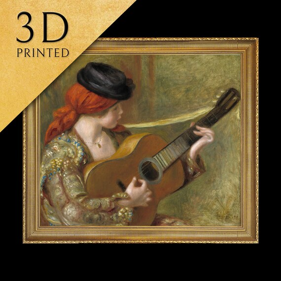 Renoir Woman with a Guitar in a Red Scarf Musician Portrait Poster
