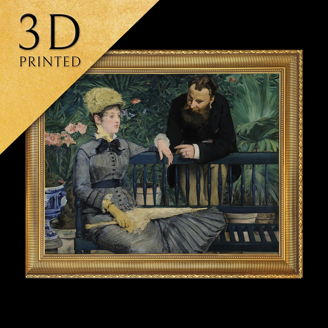 Edouard Manet In The Conservatory Greenhouse Couple Portrait Poster