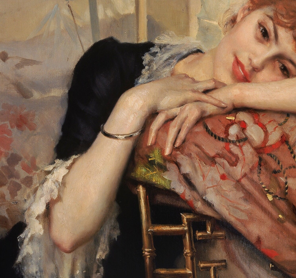 Albert Edelfelt The Parisienne Reclining Woman Portrait Wall Art - Image 3