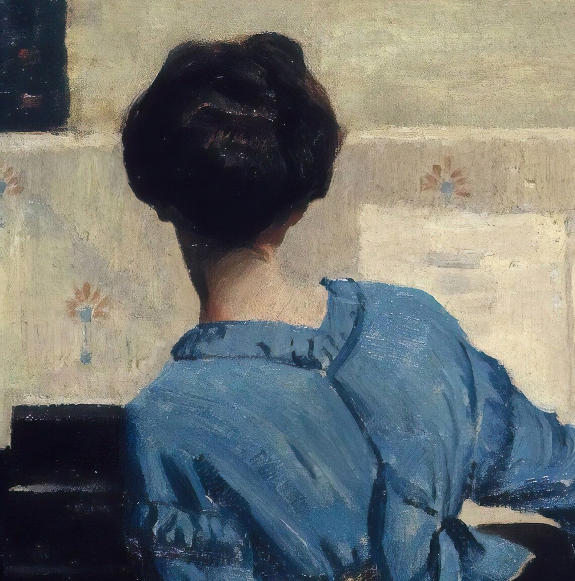 William Merritt Chase The Keynote Woman Playing Piano Blue Wall Art - Image 2