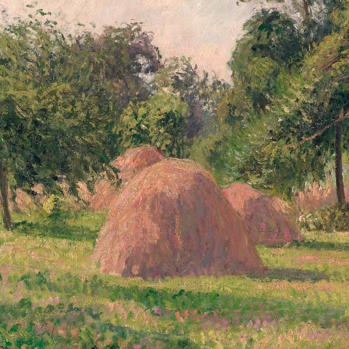 Camille Pissarro Haystacks Impressionist Meadow Landscape Print - Image 2