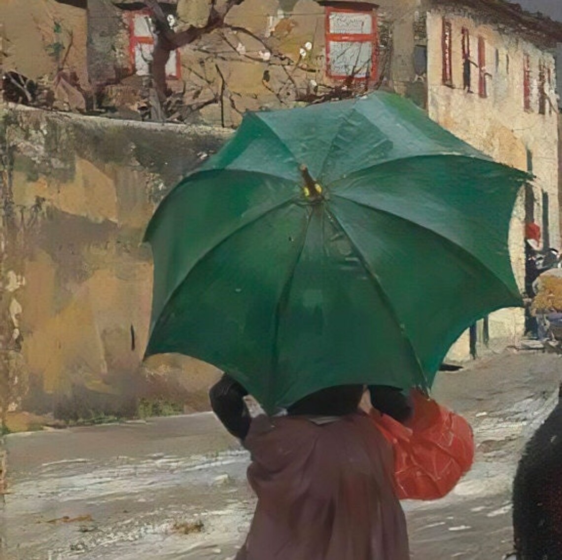 Italian Street Scene with a Horseman Outside a Village Inn Poster - Image 3