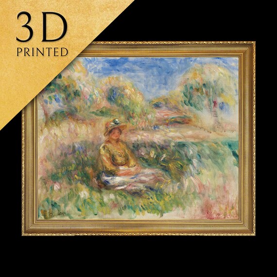 Femme Assise Dans Un Paysage By Pierre Auguste Renoir 3d Printed With Texture And Brush Strokes Looks Like Original Oil Painting