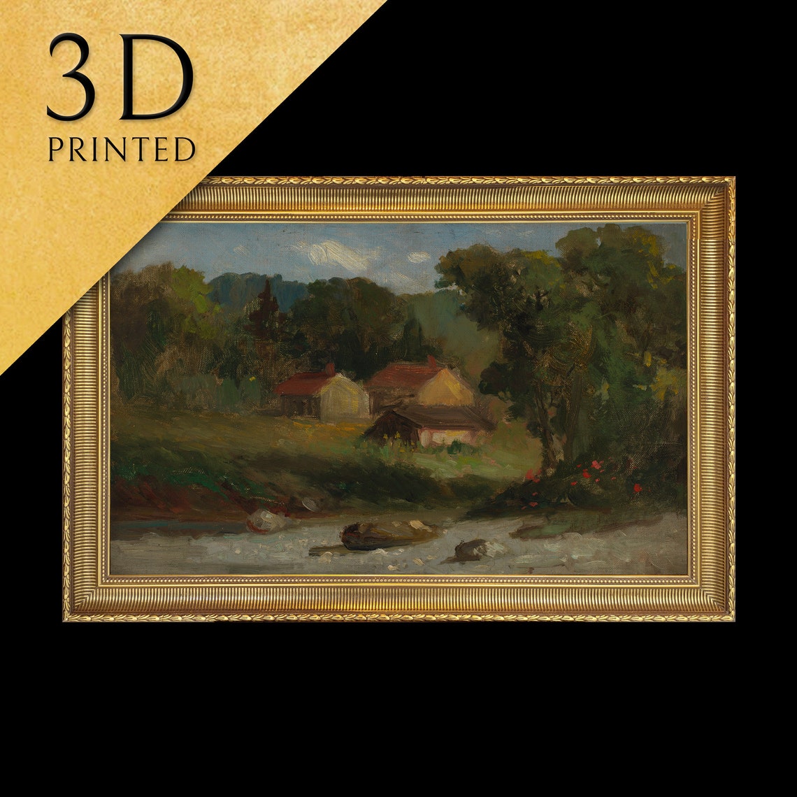 Edward Bannister Rocky Farm Newport Farm Buildings River View Wall Art
