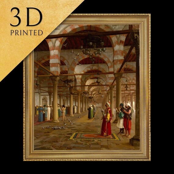 Prayer In The Mosque By Jean Lon Grme 3d Printed With Texture And Brush Strokes Looks Like Original Oil Painting