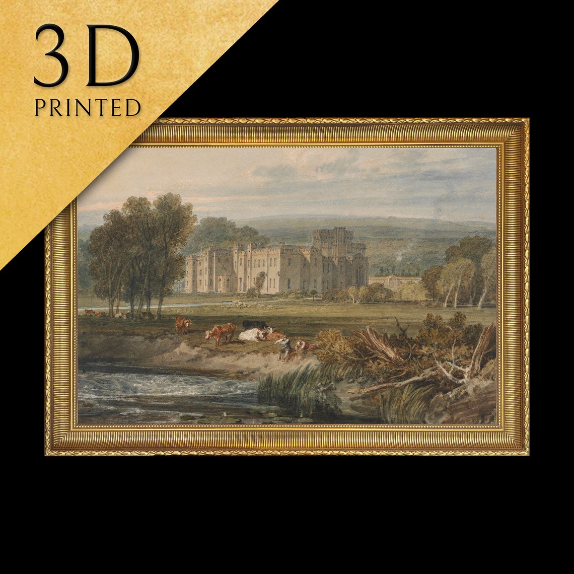 JMW Turner Hampton Court Palace Cows River Romantic Landscape Poster