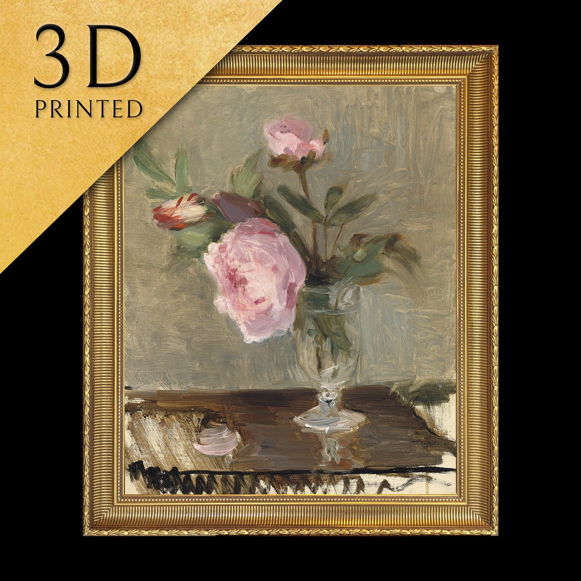 Peonies by Berthe Morisot Pink Peony Glass Vase Impressionist Poster