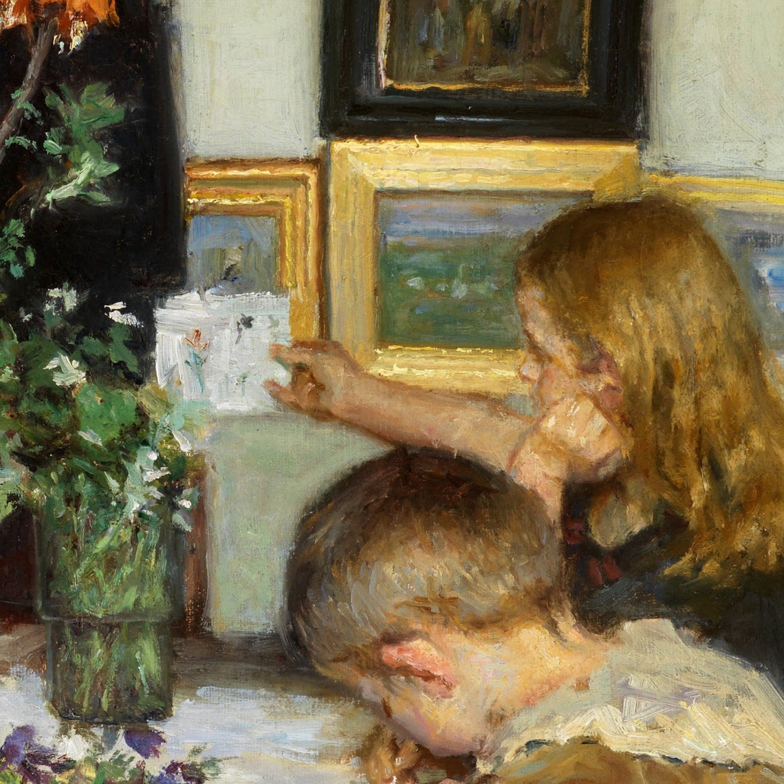 Viggo Johansen Children Painting Spring Flowers Charming Poster - Image 2