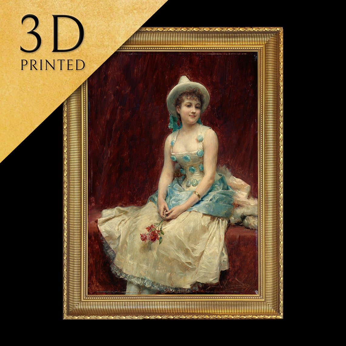 Daniel Morillo Pierrette Woman In White Hat And Gown Portrait Wall Art