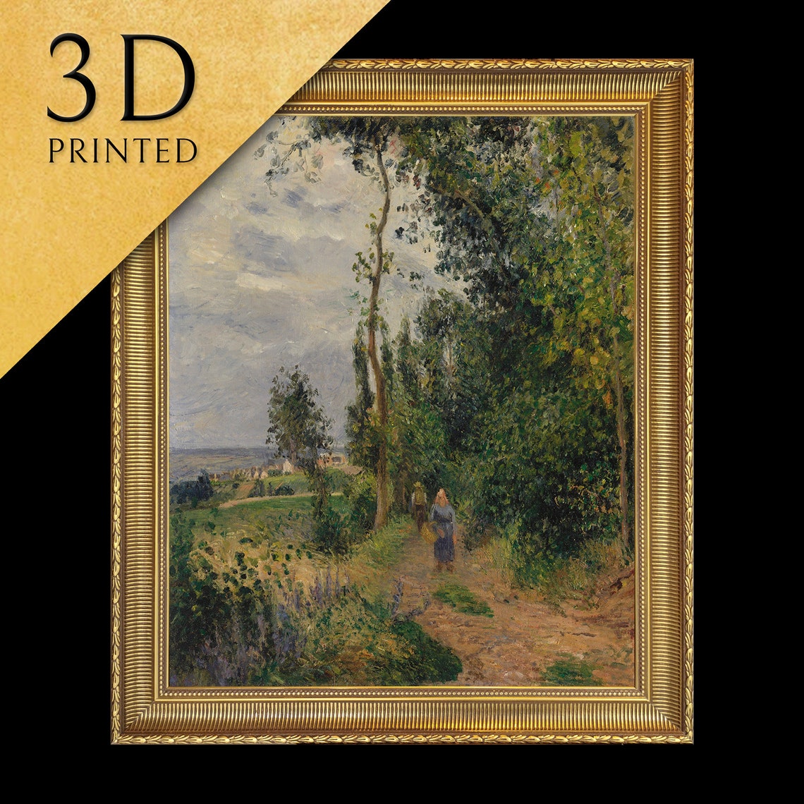 Woodland Path Figures Country Walk Impressionist Landscape Art Print