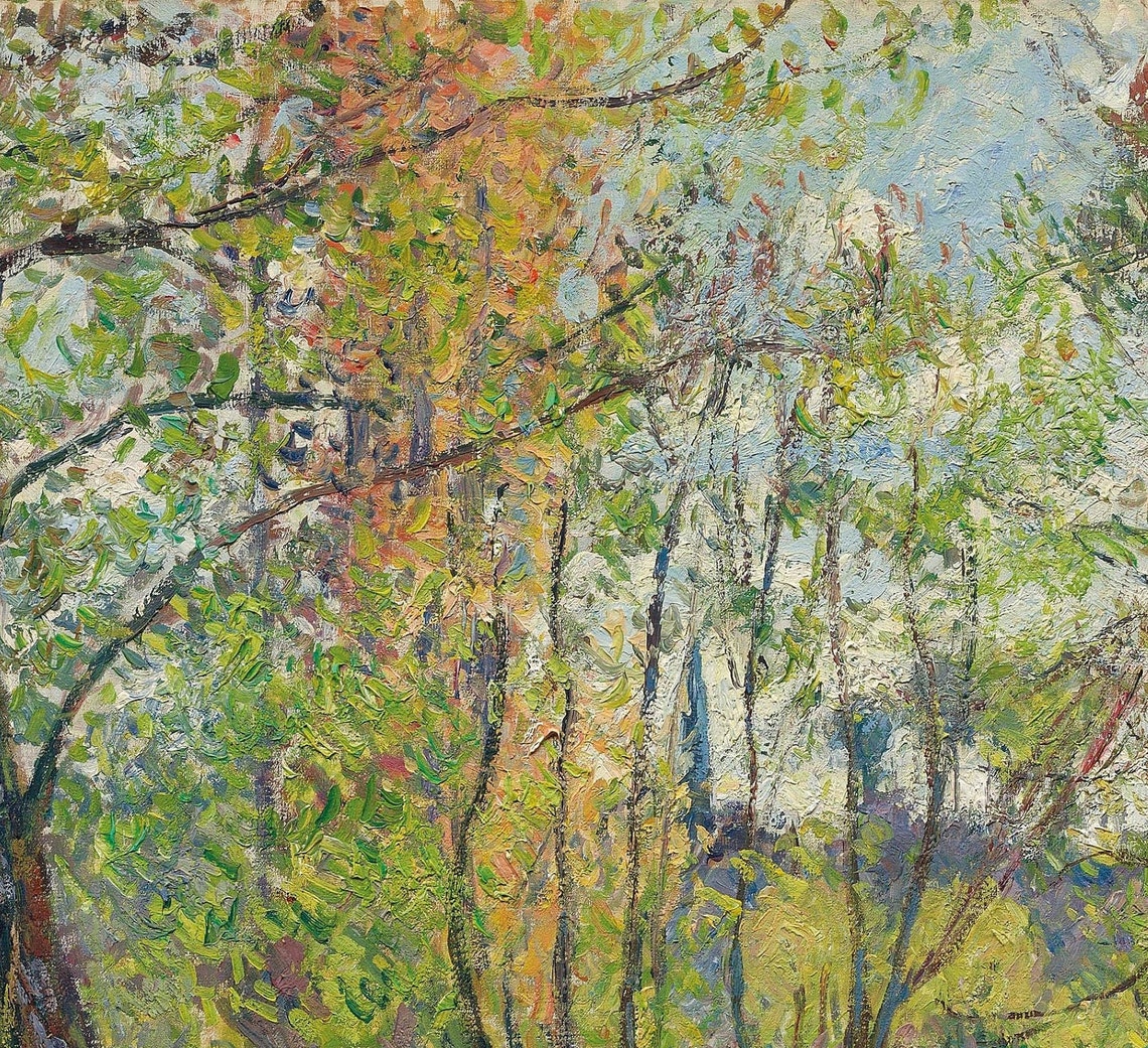 Camille Pissarro Epte River Willows Sunset Landscape Textured Print - Image 3