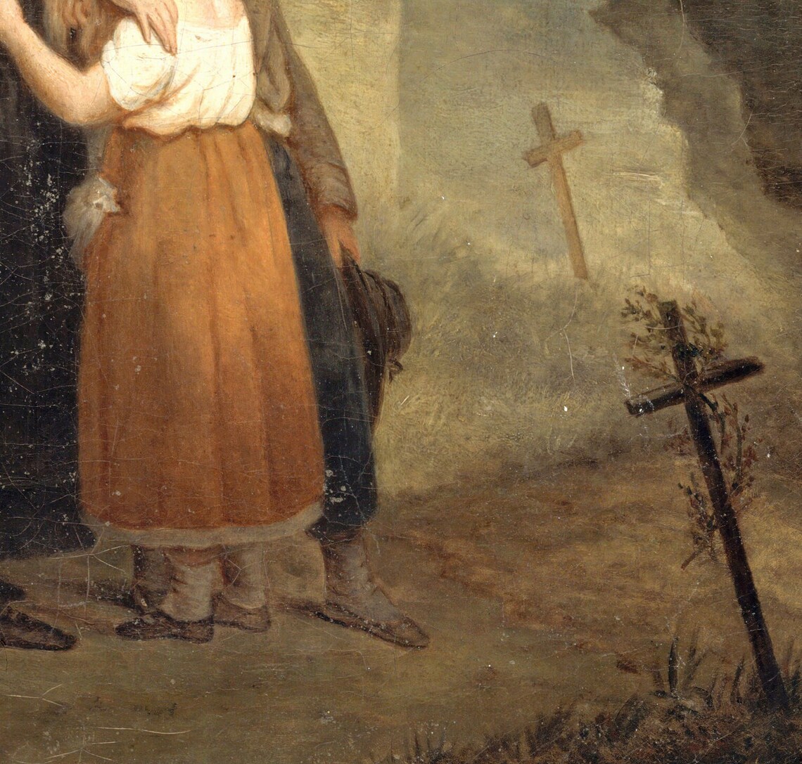 Ary Scheffer The Orphans Mother Embracing Children Graveside Wall Art - Image 2