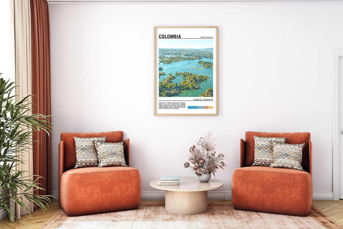 Colombia Guatape Reservoir Aerial Islands Blue Water Landscape Poster - Image 7