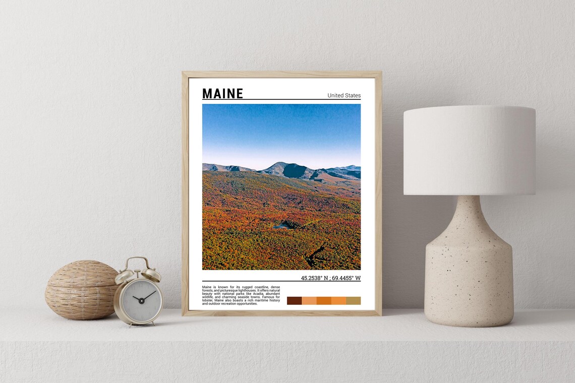 Maine Autumn Mountains Fall Foliage Forest Landscape Photo Poster - Image 2