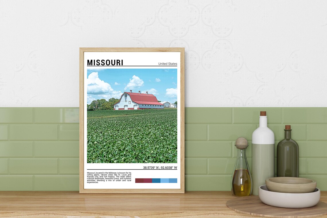 Missouri Red Barn Lush Green Farm Field Summer Country Photo Poster - Image 3