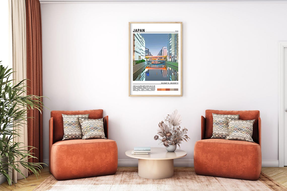 Japan Night Canal Glowing City Lights Water Reflection Poster - Image 7