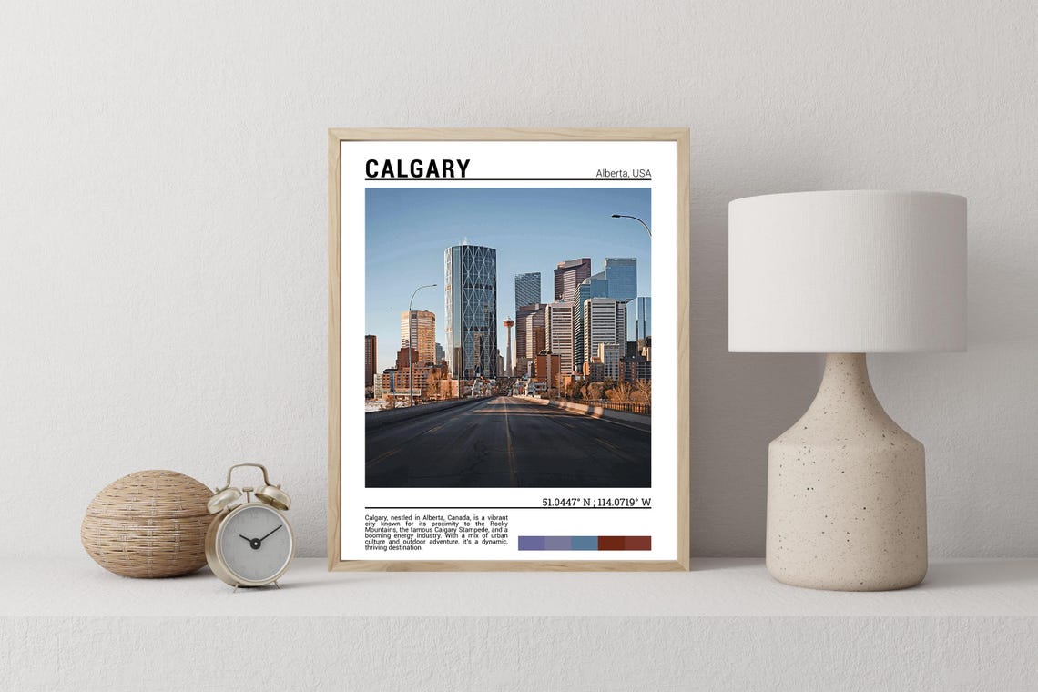 Calgary Alberta Canada Downtown Bright Morning Skyline Poster - Image 2