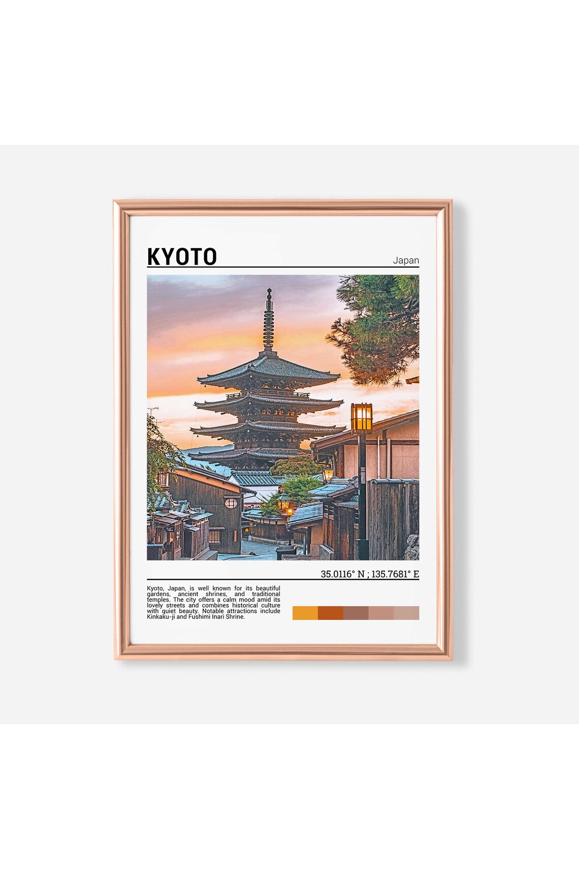 Kyoto Japan Yasaka Pagoda Sunset Old Town Street Photo Poster