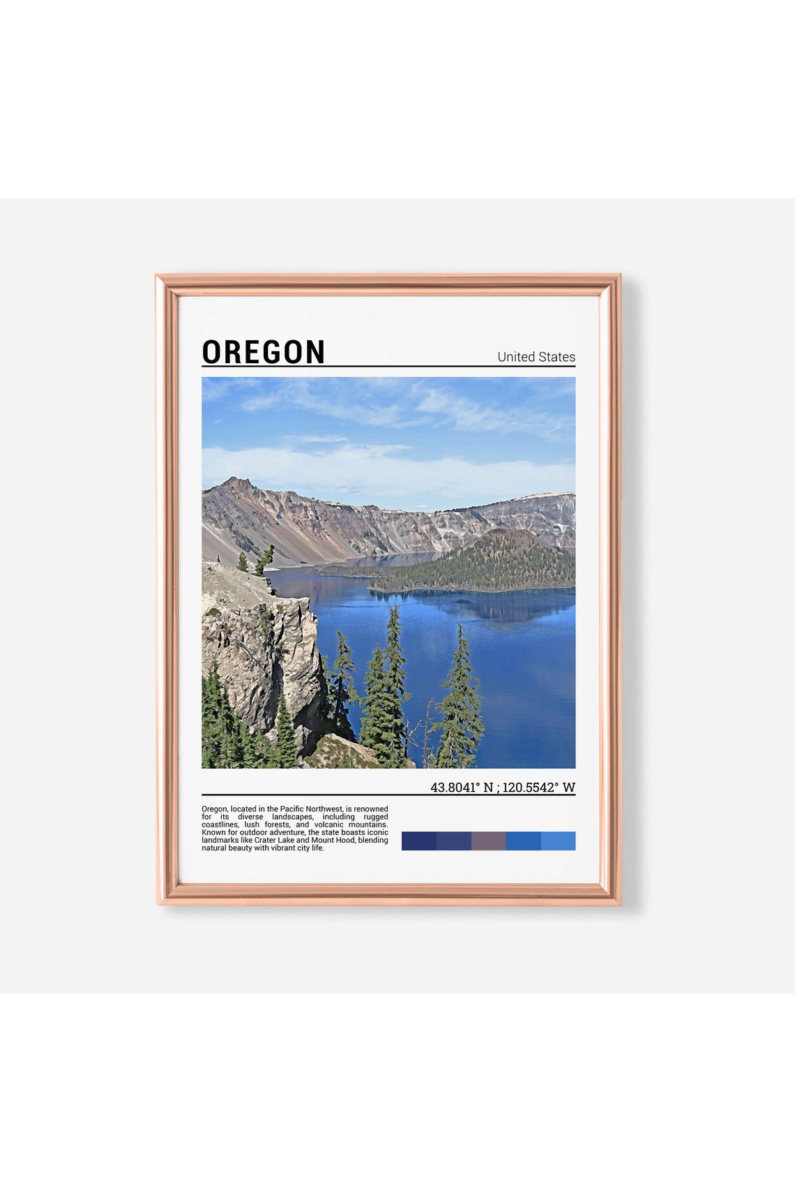 Oregon Crater Lake Deep Blue Water Volcano Caldera View Poster