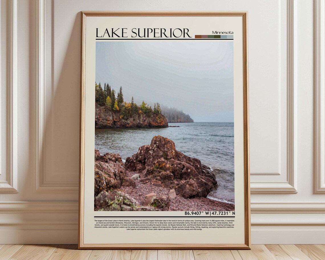 Lake Superior Minnesota Travel Poster, Home Decor