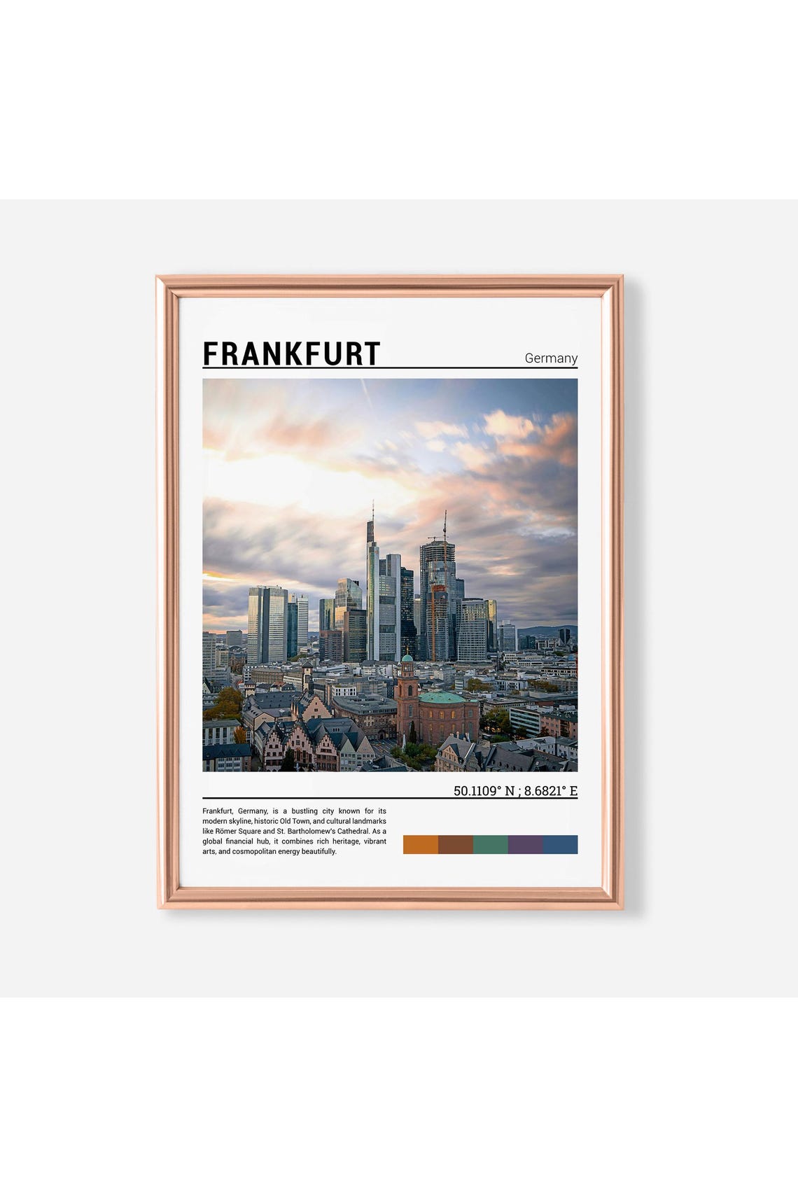 Frankfurt Germany Financial District Skyline Sunset City View Poster