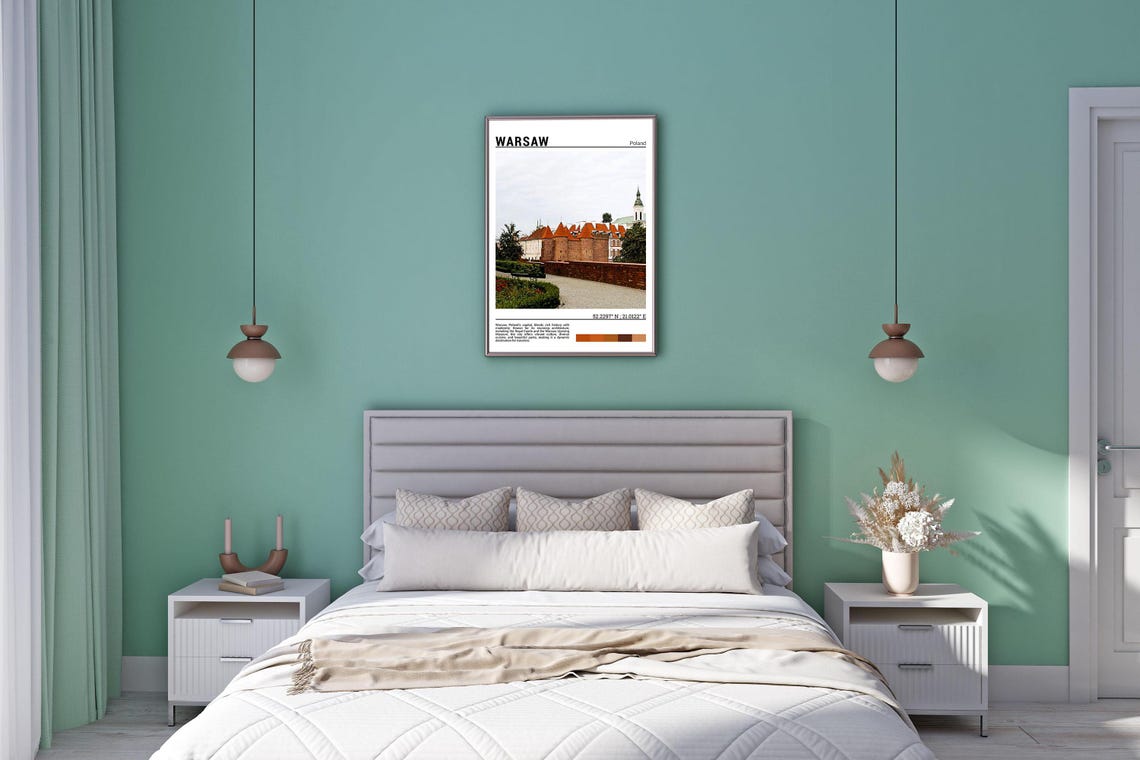 Warsaw Poland Royal Castle Red Rooftops Old Town Travel Poster - Image 5