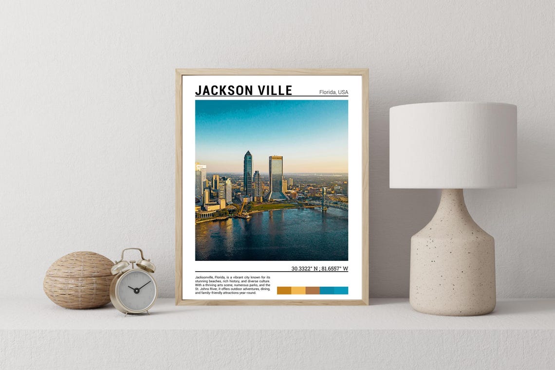 Jacksonville Florida Skyline St Johns River Sunset Travel Poster - Image 2