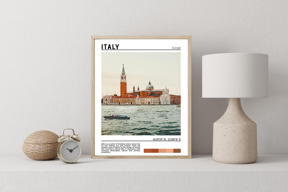 Italy Venice Lagoon Church Bell Tower Waterfront Photo Poster - Image 2