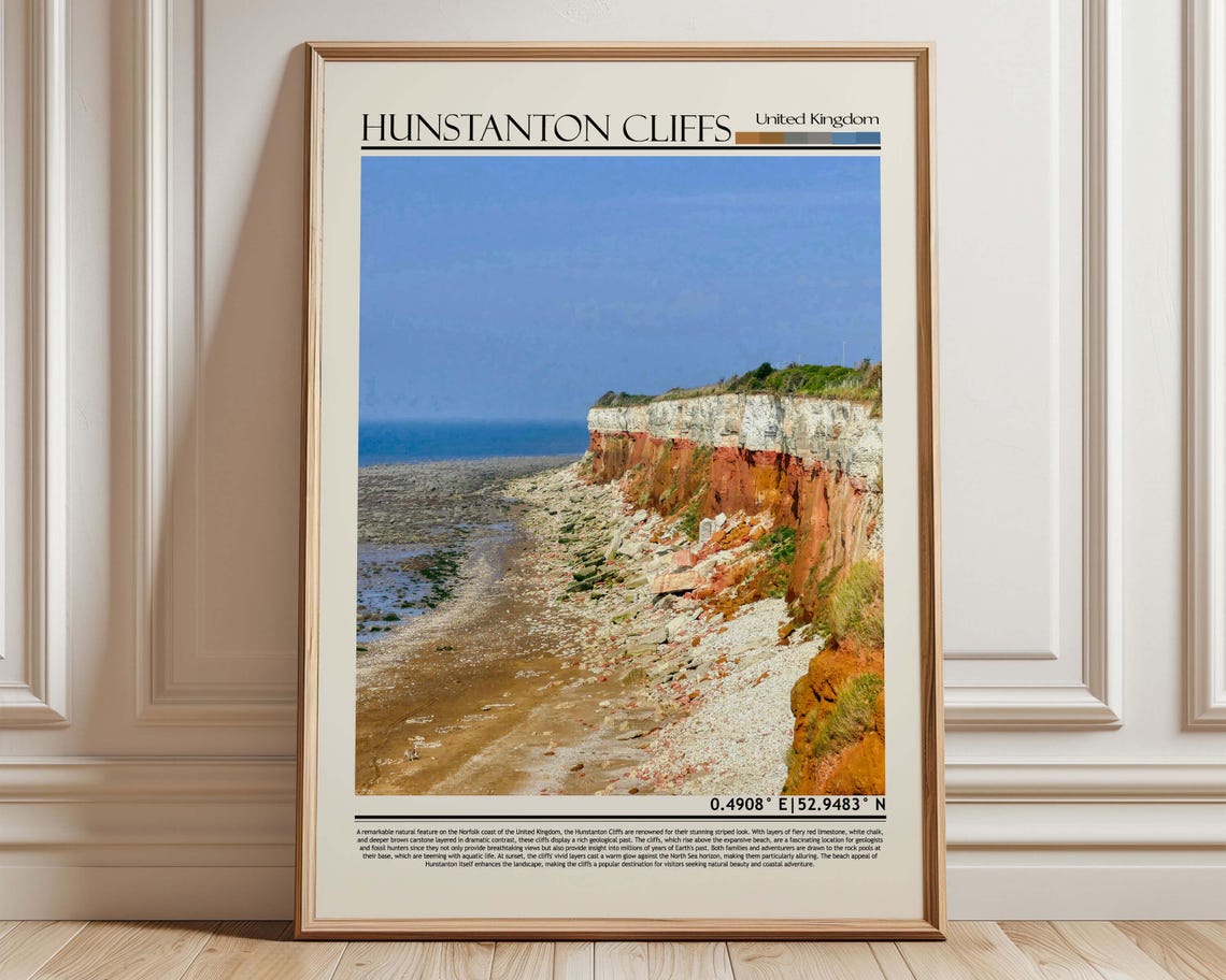 Hunstanton Cliffs United Kingdom Norfolk Coast Red Chalk Travel Poster