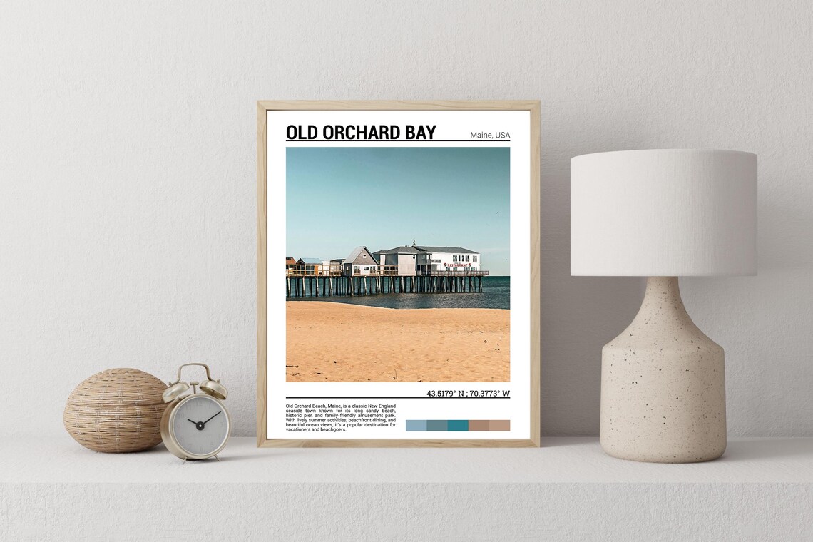 Old Orchard Beach Maine Pier Restaurant Sandy Shore Photo Poster - Image 2