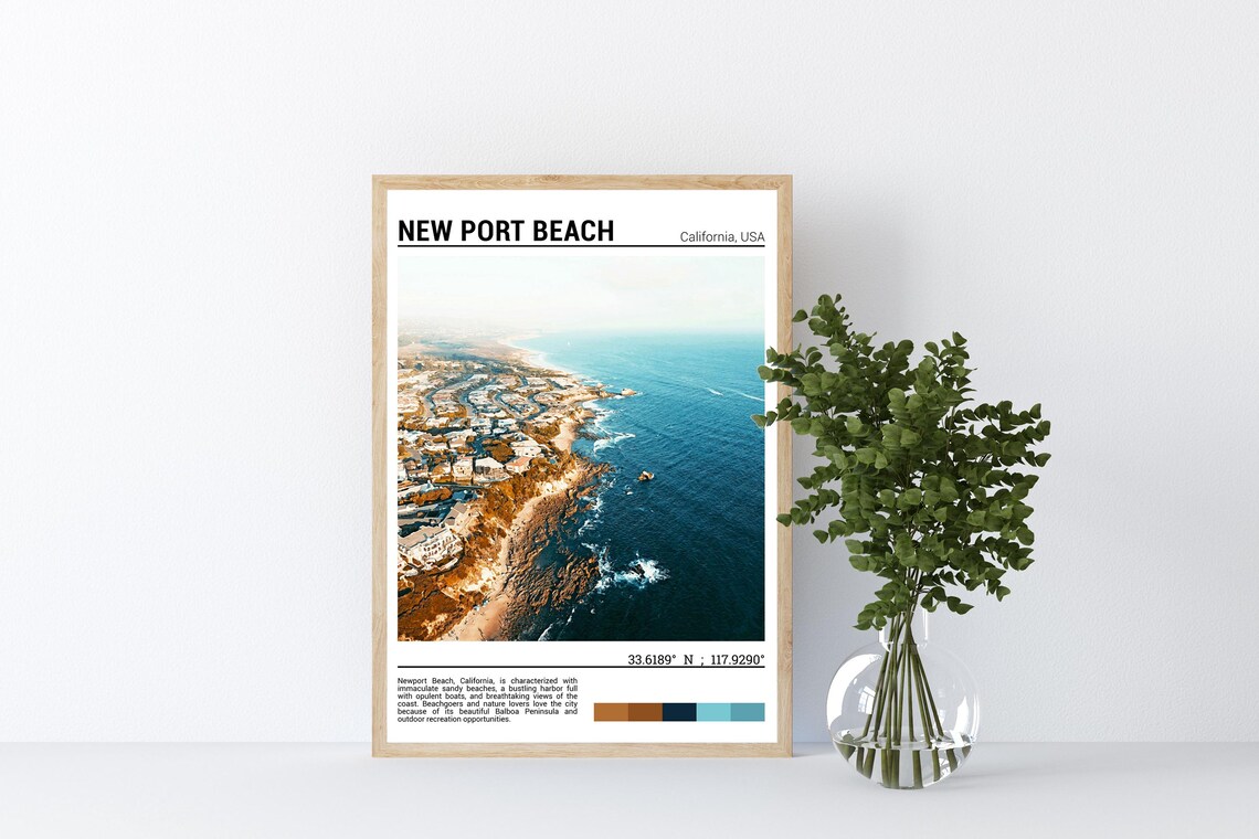New Port Beach Wall Art New Port Beach Travel Poster New Port Beach Poster Print Black And White Californiausa - Image 4