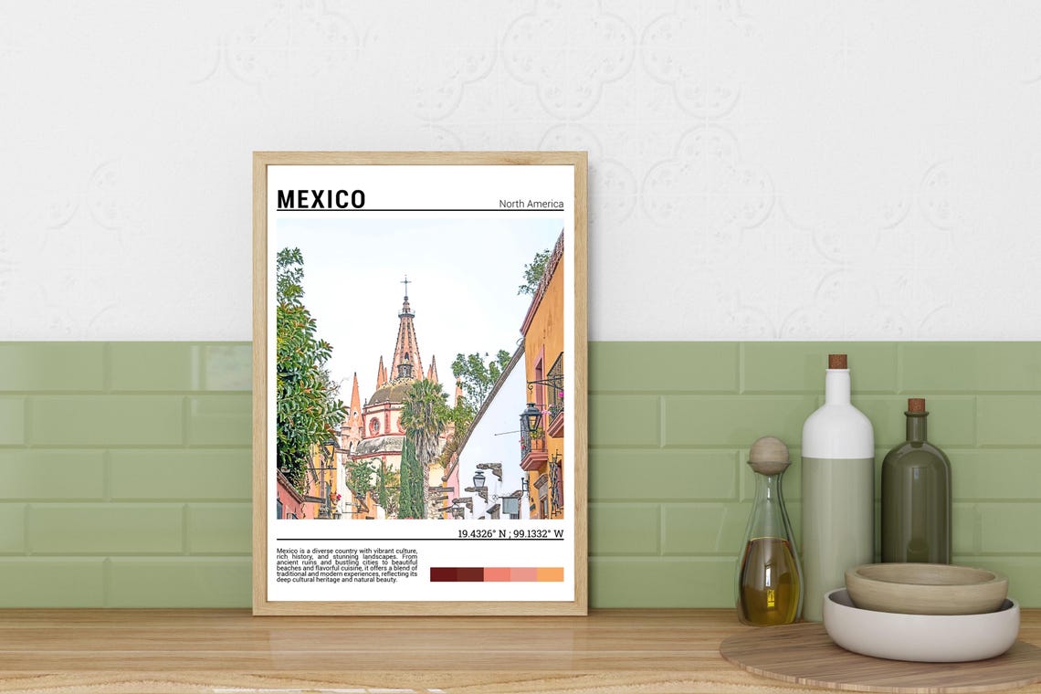 Mexico San Miguel de Allende Pink Church Spires Scene Poster - Image 3