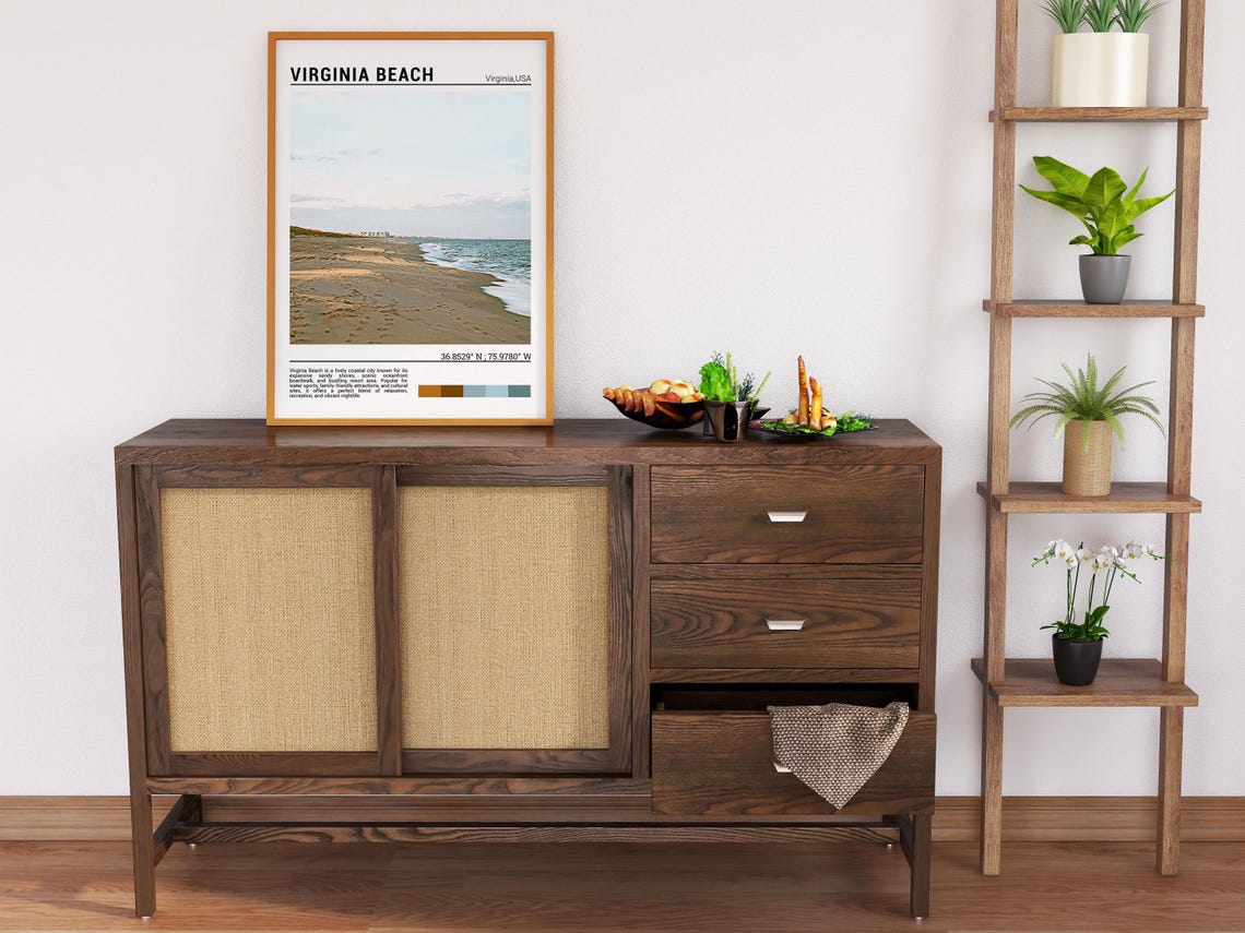 Virginia Beach Oceanfront Sandy Shore Waves Golden Light Poster - Image 6