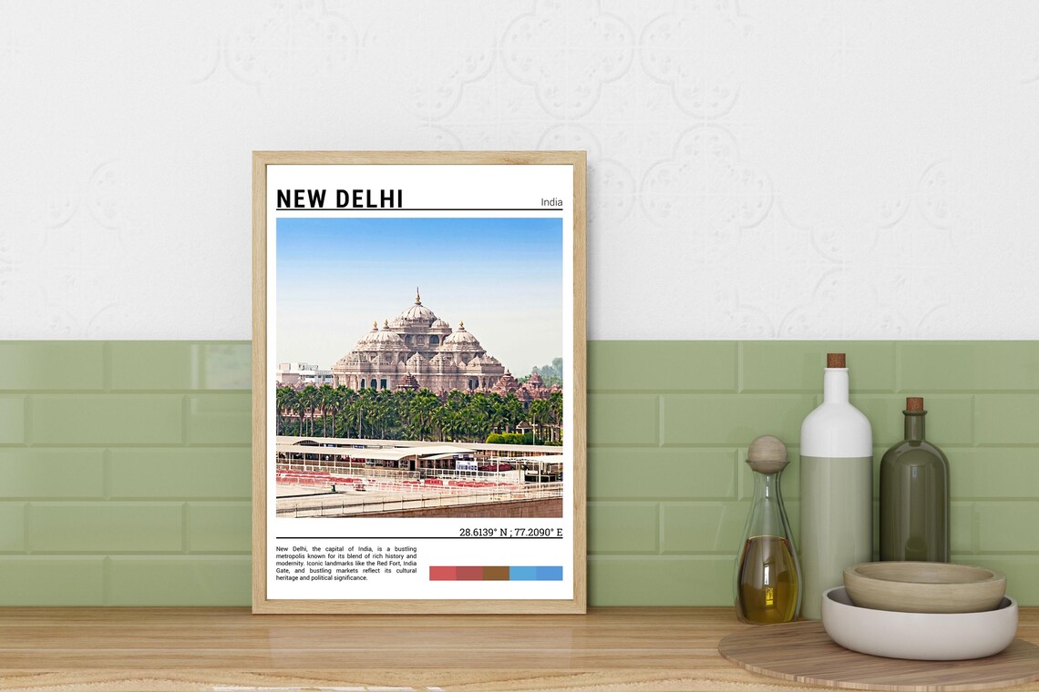 New Delhi India Akshardham Temple Carved Domes Capital City Poster - Image 3