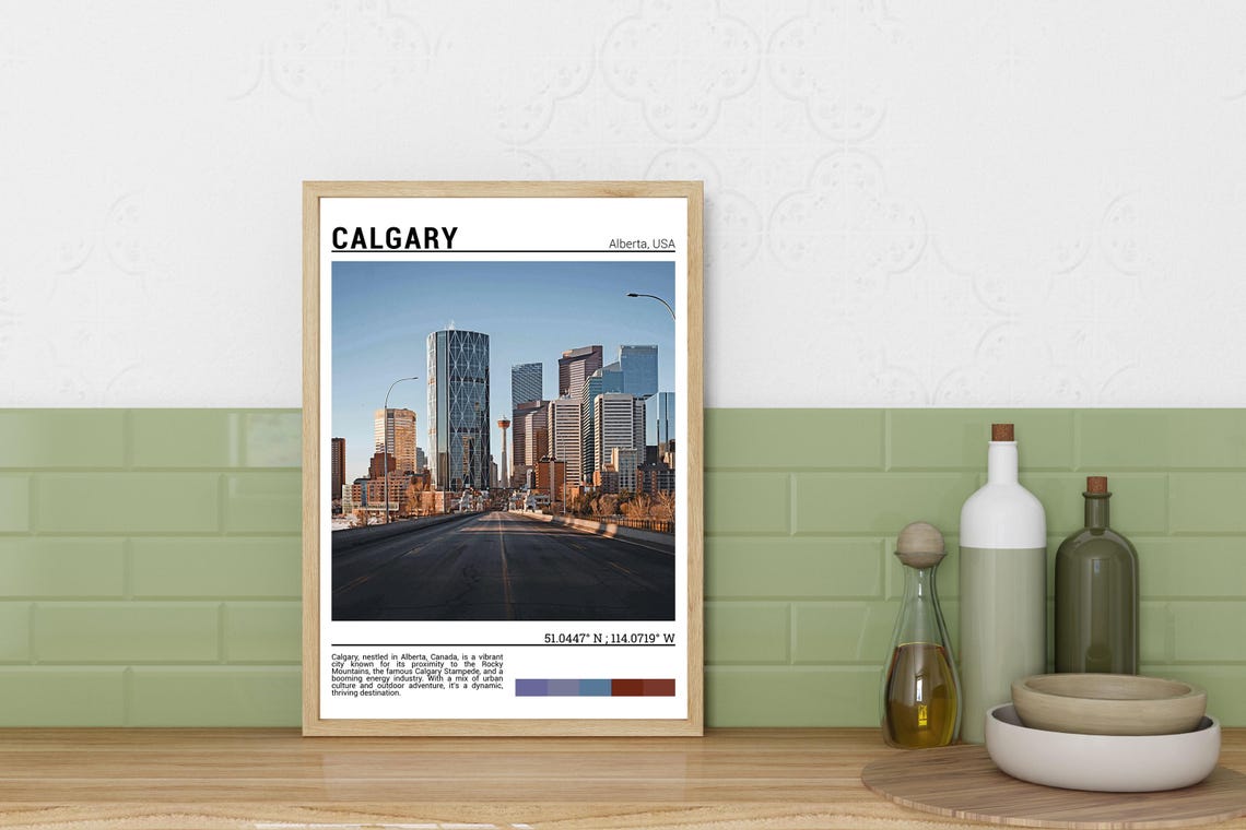 Calgary Alberta Canada Downtown Bright Morning Skyline Poster - Image 3