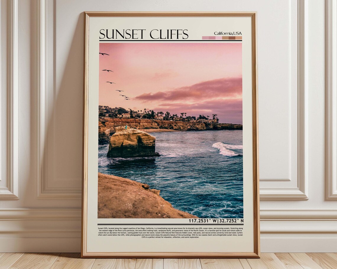 Sunset Cliffs San Diego Travel Poster Print