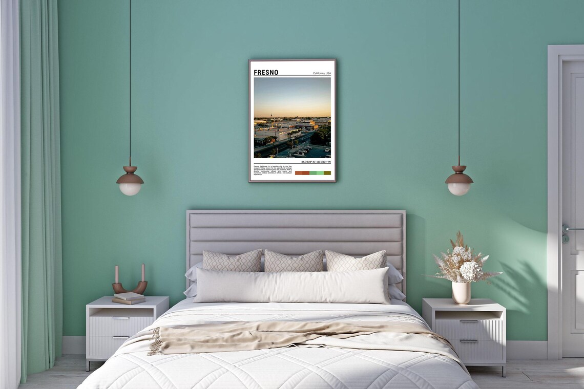 Fresno California Downtown Golden Hour Street View Photo Poster - Image 6