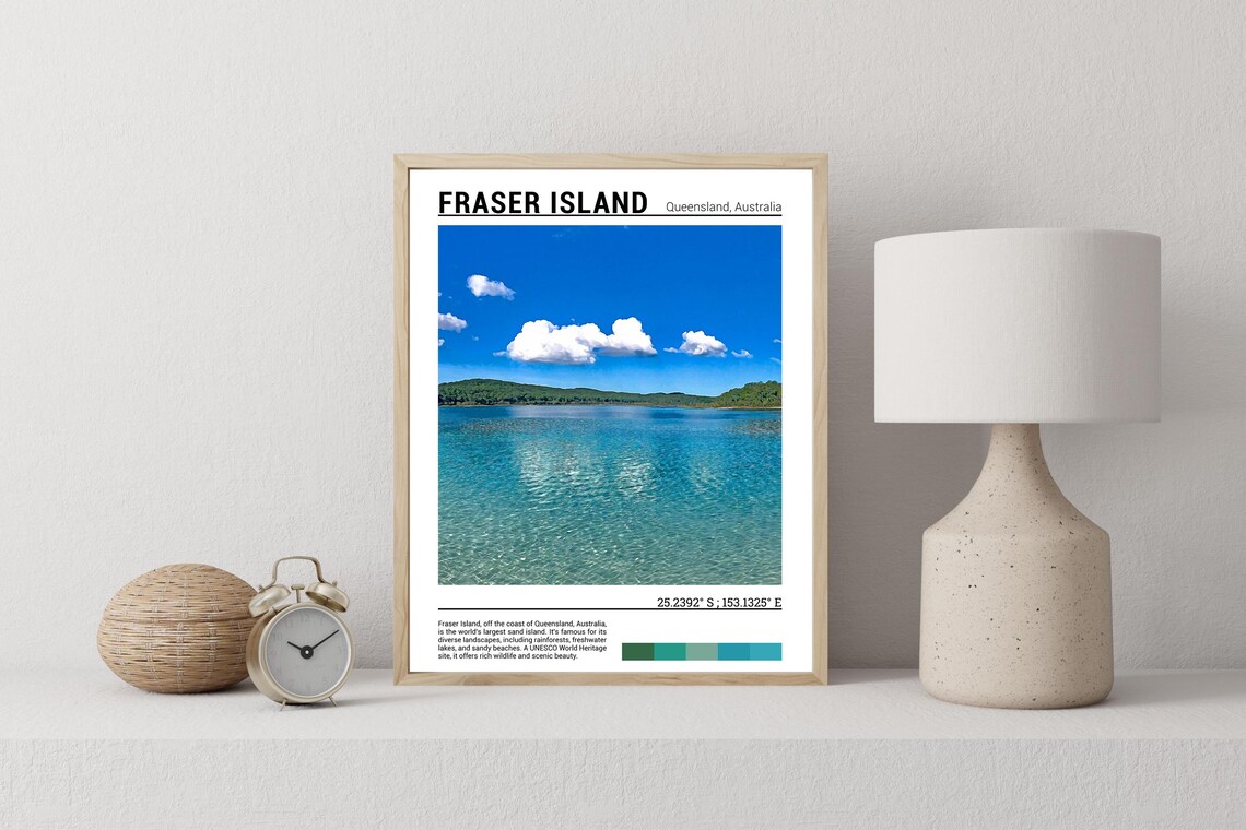 Fraser Island Queensland Turquoise Lake Rainforest Shore Poster - Image 2