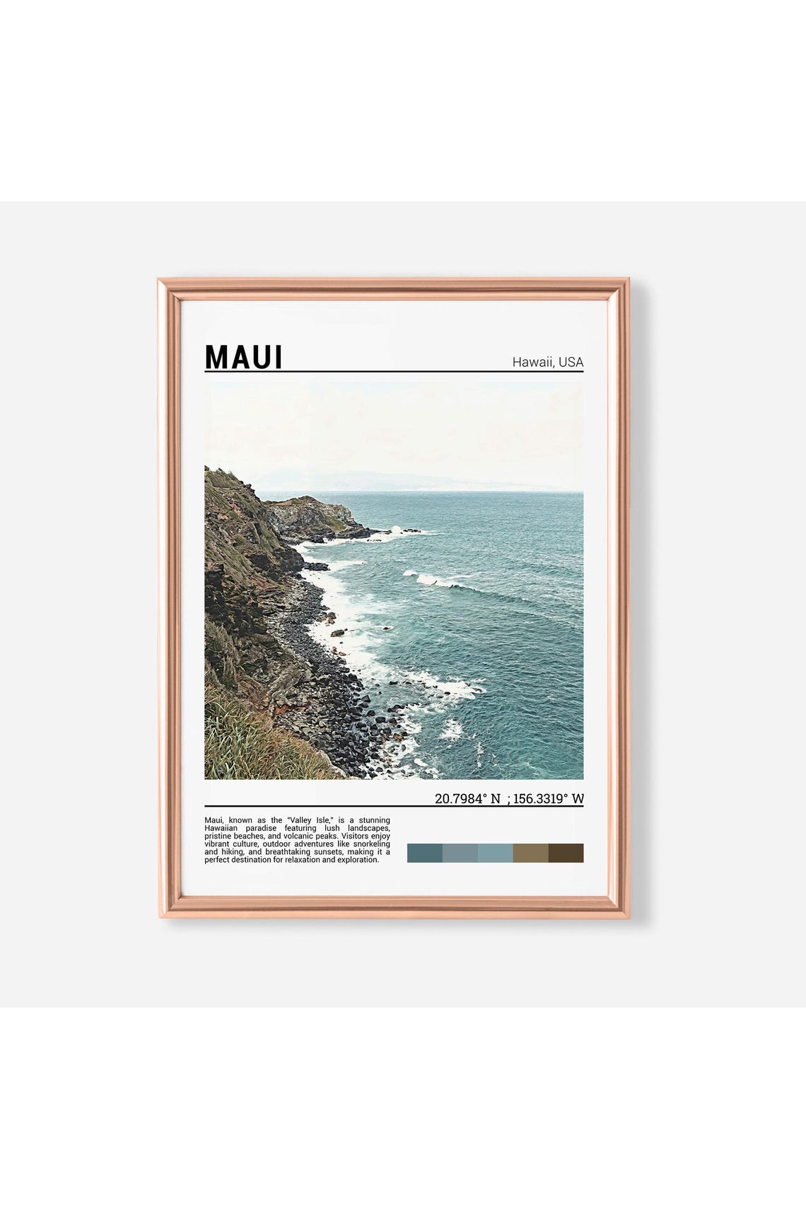Maui Hawaii Rocky Coastline Turquoise Waves Cliffs Photo Poster