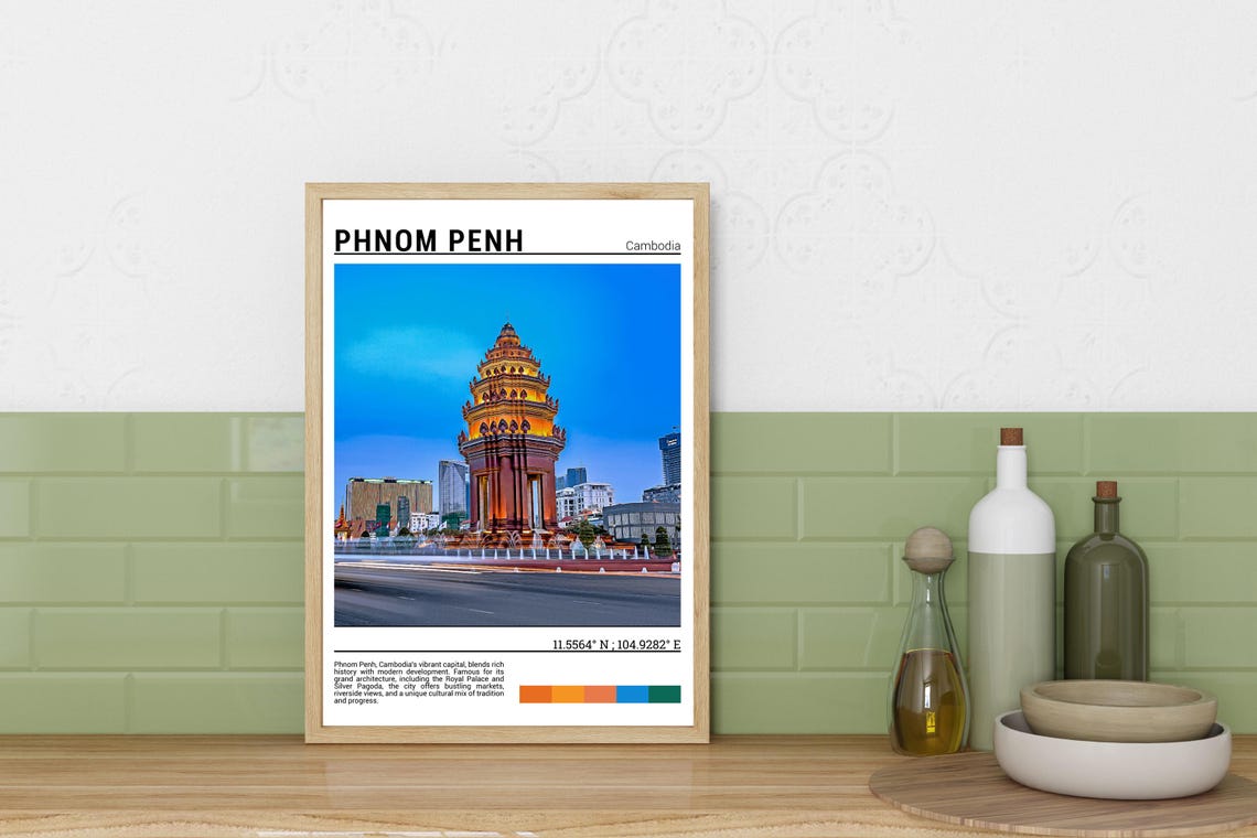 Phnom Penh Cambodia Independence Monument Night Lights Poster - Image 3