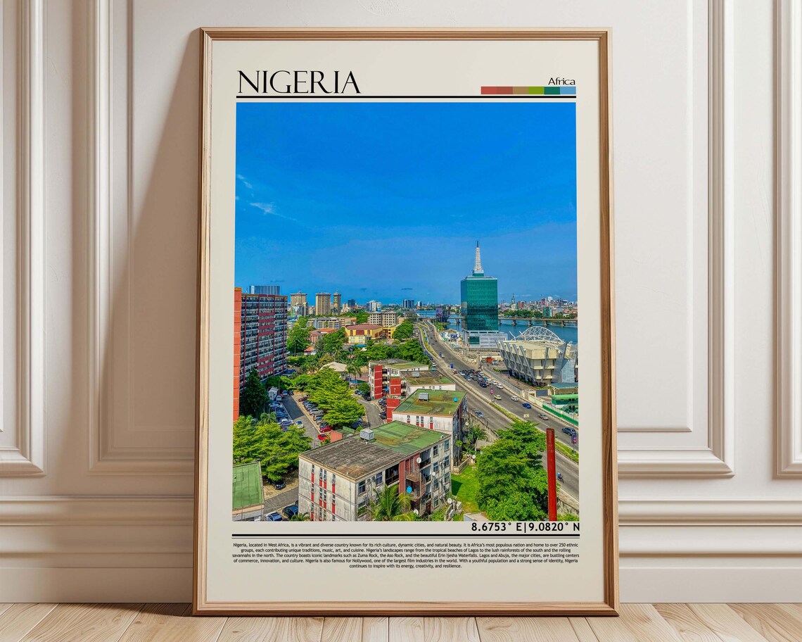 Nigeria Lagos Africa Cityscape Travel Coordinates Photo Art Poster
