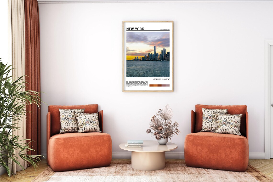 New York City Golden Hour Sunset Skyline Over Harbor Waters Poster - Image 7
