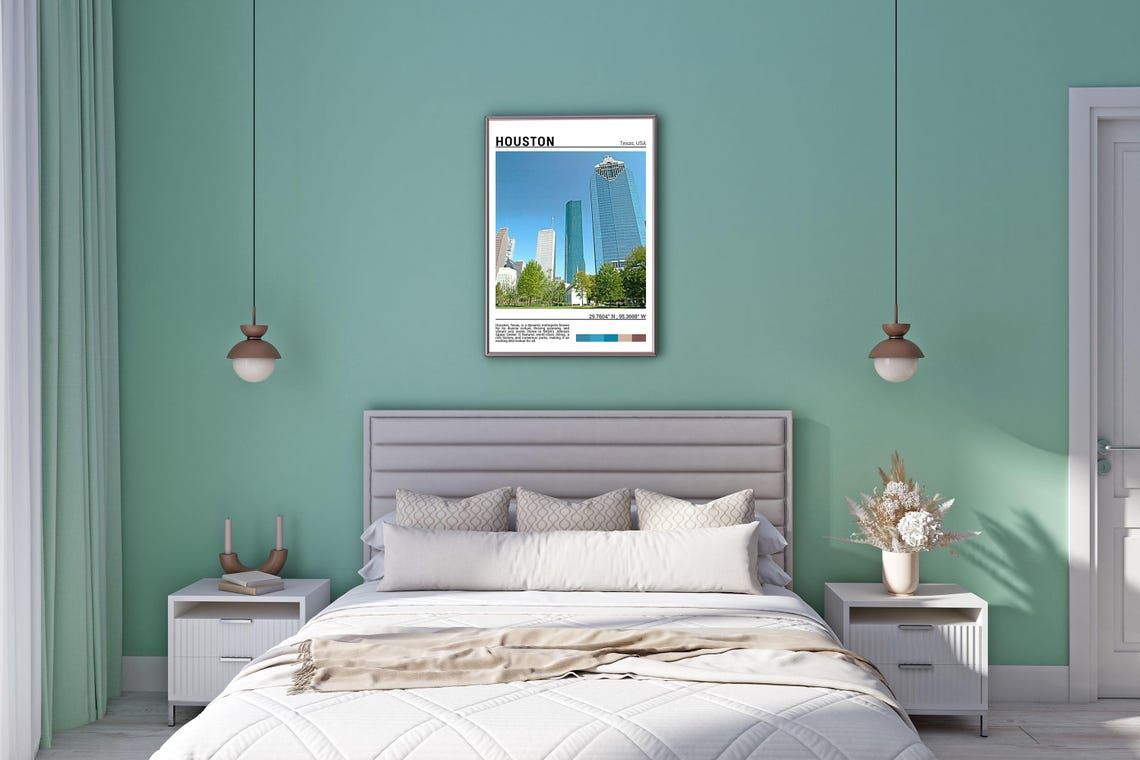 Houston Texas Downtown Towering Skyscrapers Park Skyline Poster - Image 5