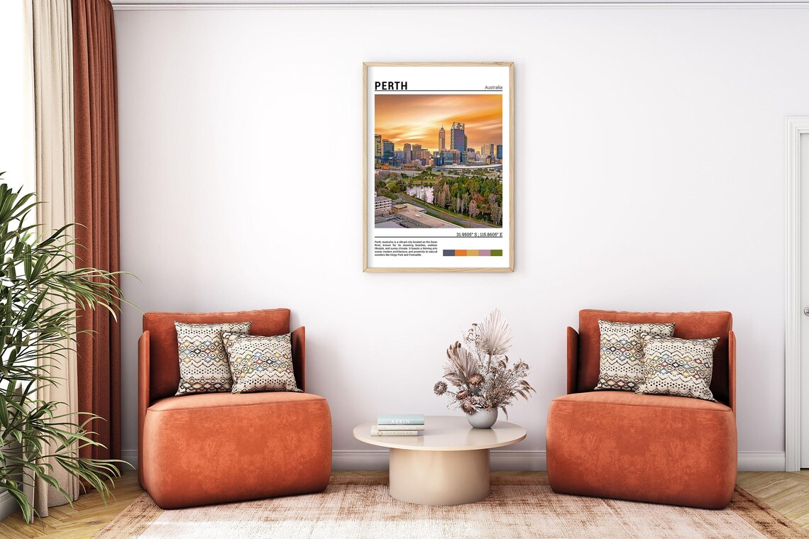 Perth Australia Golden Sunset Skyline Over Green Park Poster - Image 7