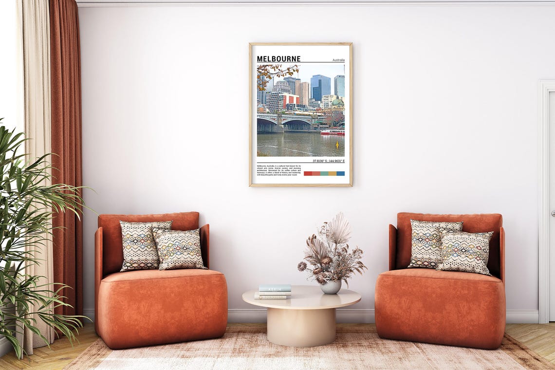 Melbourne Australia Princes Bridge Yarra River City View Travel Poster - Image 7