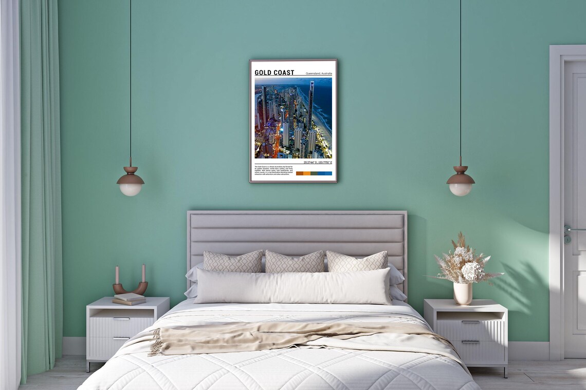 Gold Coast Queensland Night Skyline Towers Glowing Beach Poster - Image 5